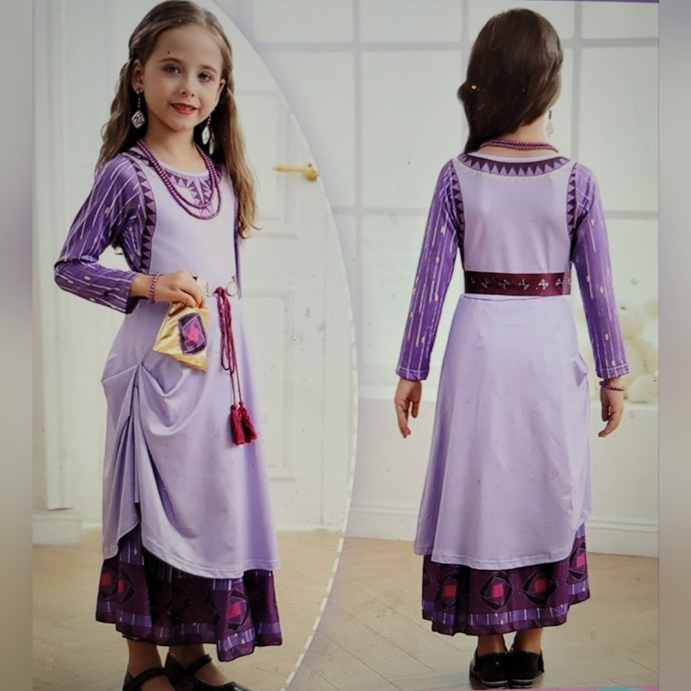 NWT Wish Asha Costume Girls Dress Princess Halloween - Picture 3 of 11
